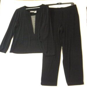 Chico's Travelers Pant Set Womens 3 Black White Acetate Spandex XL Stretch